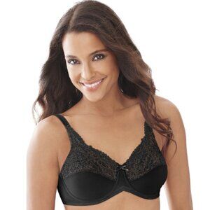 Bali Women's Lilyette Comfort Lace Minimizer Bra Black 42DDD NWT